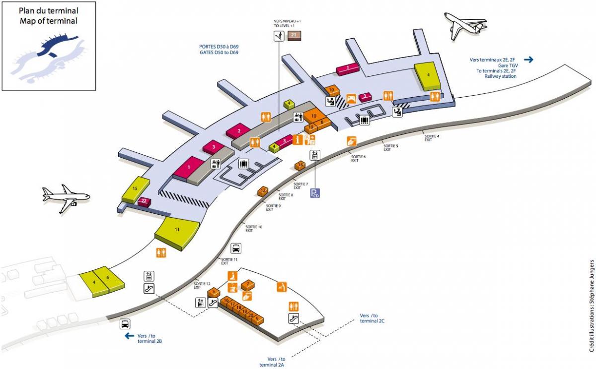 지도의 공항 터미널 2D