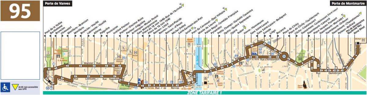지도의 버스 파리 라인 95