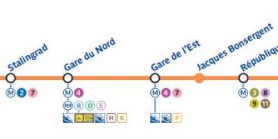 지도의 파리 5 호선 지하철